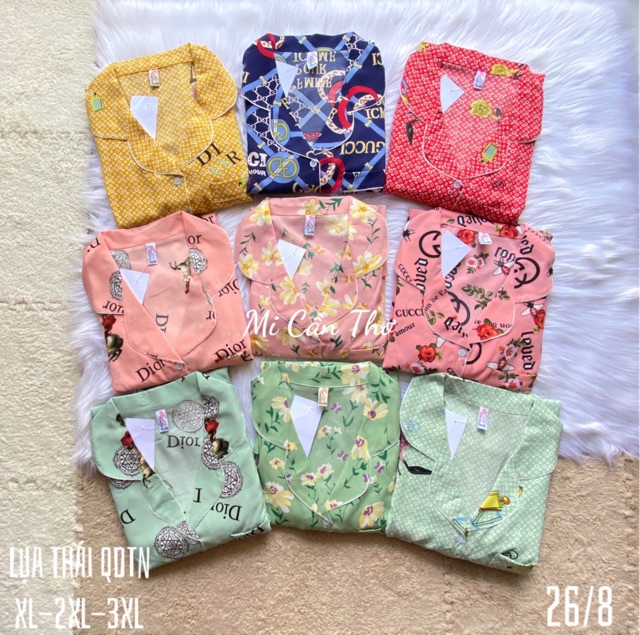 SALE Pijama Lụa tay cộc quần dài, có túi quần, NHIỀU SIZE