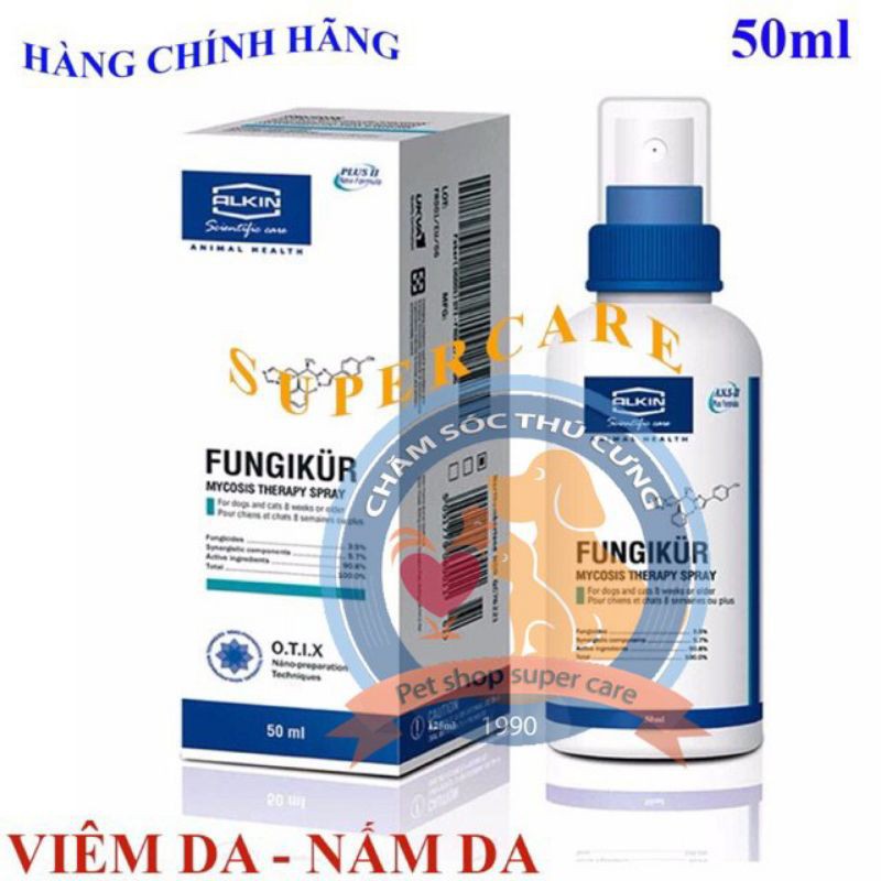 Alkin FUNGIKUR 50ml- Nấm , Viêm Da , Ngứa Nhiều, Da Nổi Mẩn Đỏ Ở Chó