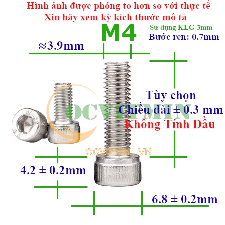 Ốc Lục Giác Đầu Trụ M4 Inox 304 Hút Nam Châm