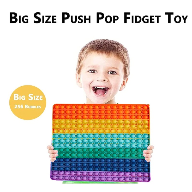 Đồ chơi thư giãn giác quan ấn bong bóng Pop it 50 cm bằng silicon cầu vồng giảm căng thẳng cho người lớn và trẻ em
