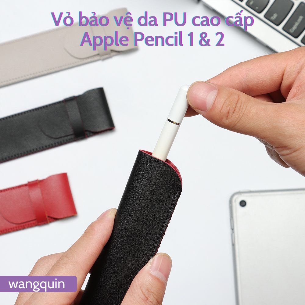 Sẵn HCM - Hoả Tốc Bao da chống sốc bảo vệ bút chống sốc gen 1 và gen 2 Da PU có nắp đậy bút cảm ứng cao cấp đủ màu