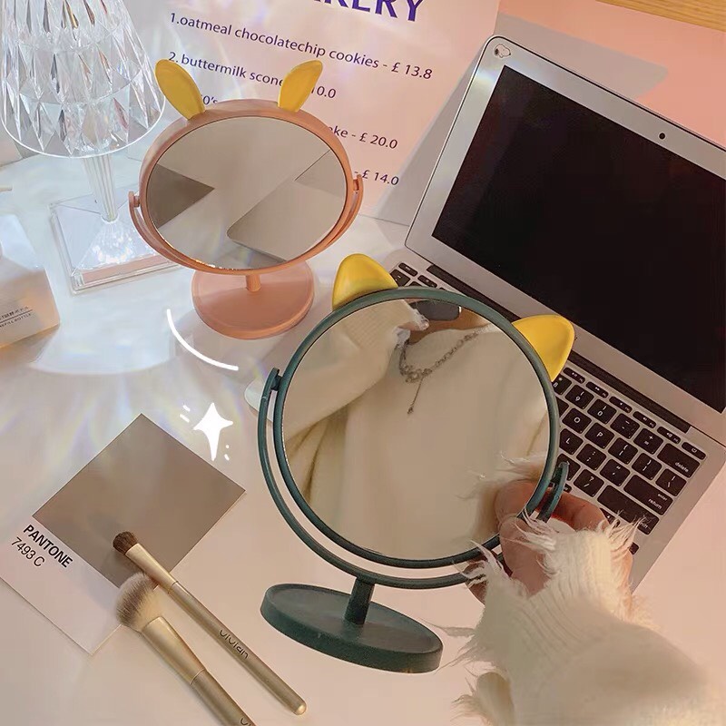 Gương tròn hình con mèo con thỏ có sẵn siêu cute màu hồng và xanh xinhh xinh Order 2 tuần Trang xuka