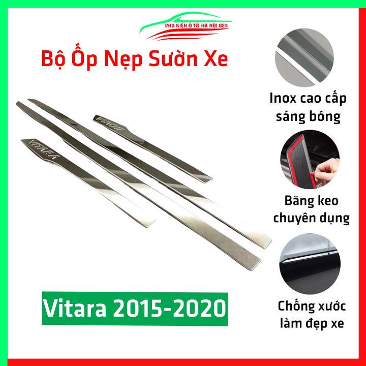 Bộ ốp nẹp sườn Vitara 2015-2020 inox trang trí làm đẹp xe