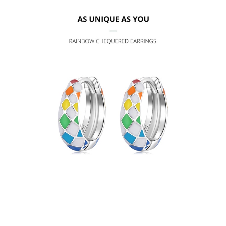 Đôi khuyên tai bạc 925 Bamoer SCE1351 màu cầu vồng thời trang cho nữ