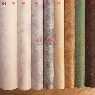 Giấy dán tường giả xi măng bê tông màu xám, trắng, vàng, nâu, đen , giấy dán tường lụa Không Keo Khổ 53cm