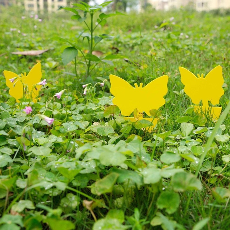 2/5/10Pcs Pack Double Sided Thicken Mosquito Viscosity Board / Home Balcony Garden Yellow Environmental Friendly Physical Plastic Lure Insect Sticky Plates