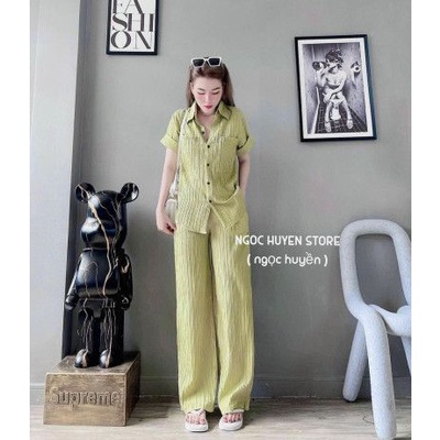 Sét bộ đũi xốp gân áo cộc quần dài thanh nhã