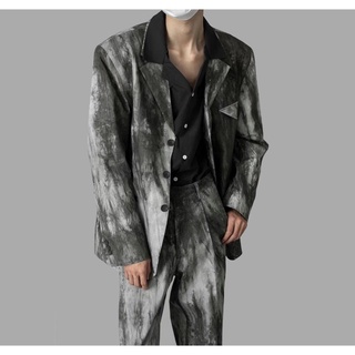 Set Waxed Blazer, Short , Trousers form oversize