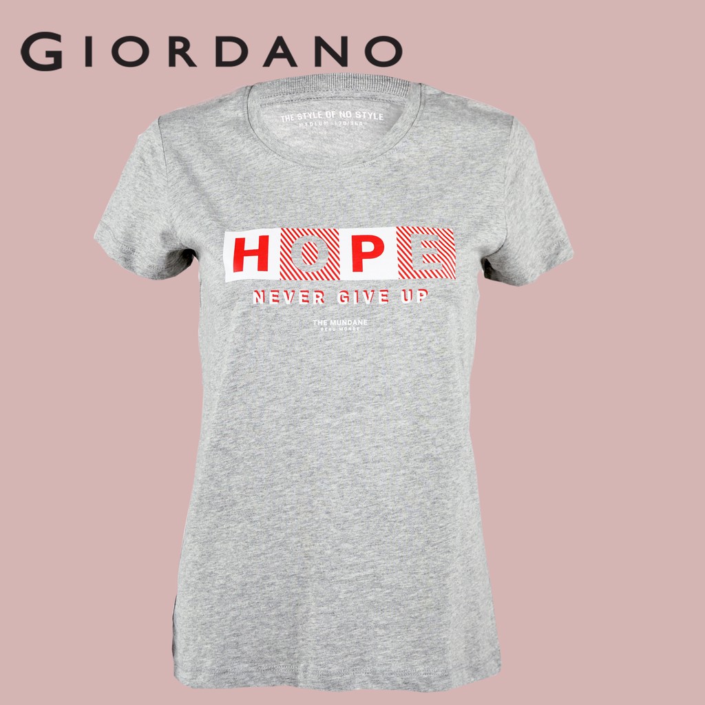 Áo Thun Nữ In Slogan Giordano 13390211