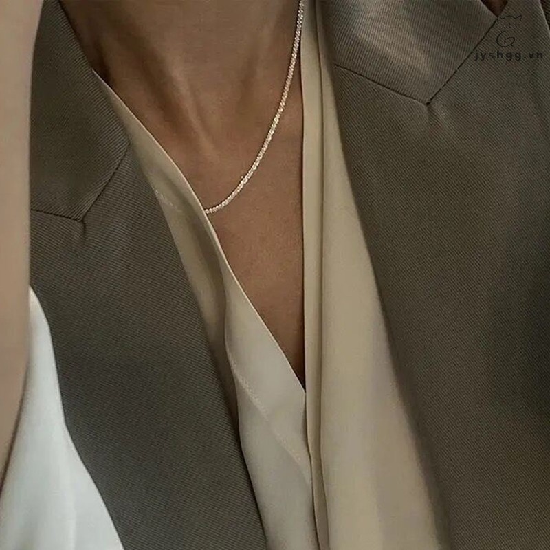 Dây chuyền choker hợp kim sáng bóng cổ điển đơn giản thời trang dành cho nam và nữ
