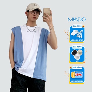 Áo Tanktop Nam Thiết Kế Độc Lạ Mix Trắng Xanh Phong Cách Hàn Quốc Thời Trang Nam ManDo - PDN090