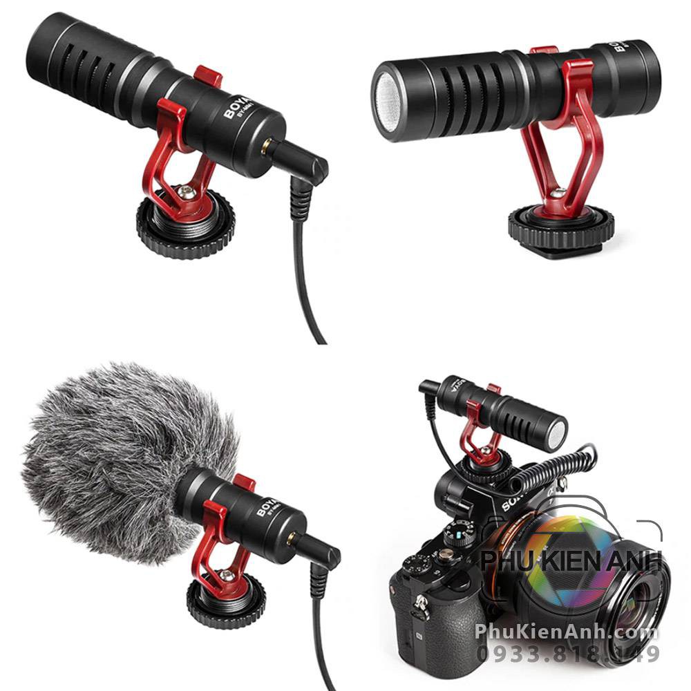 Micro thu âm Boya BY-MM1 cho máy ảnh DSLR, điện thoại, kết hợp đa năng với gimbal