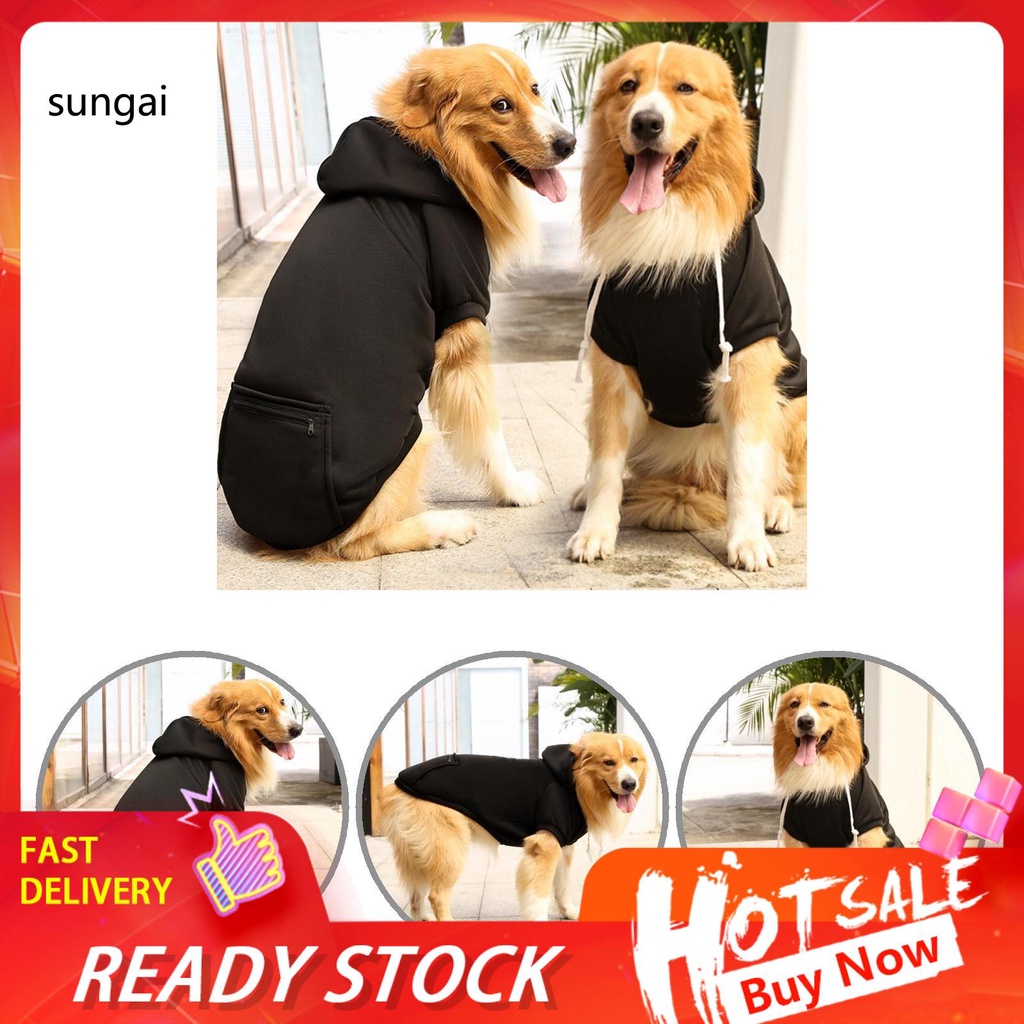 Áo hoodie sweater có túi sau và dây rút bằng polyester cho chó nuôi cỡ lớn