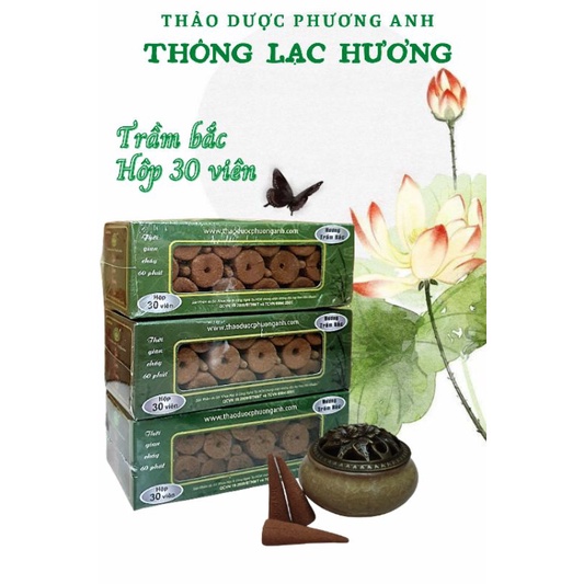 Nhang thảo dược Trầm nụ 30 viên: THÔNG LẠC HƯƠNG - Nhang Nụ Sạch Hương Trầm Bắc