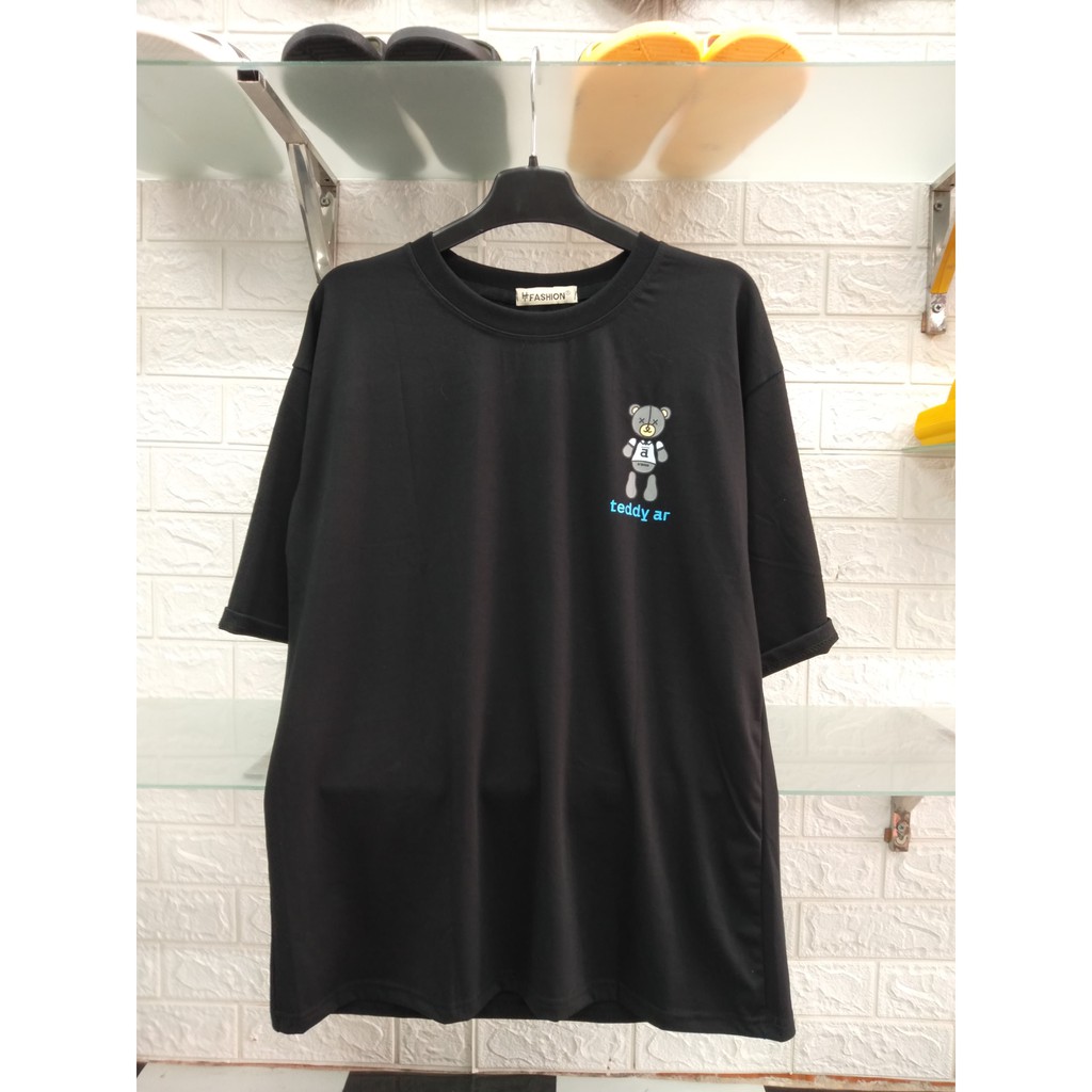 Áo thun Unisex tay lỡ dáng rộng in hình gấu Teddy chất cotton xịn co giãn 4 chiều phong cách Ulzzang | BigBuy360 - bigbuy360.vn