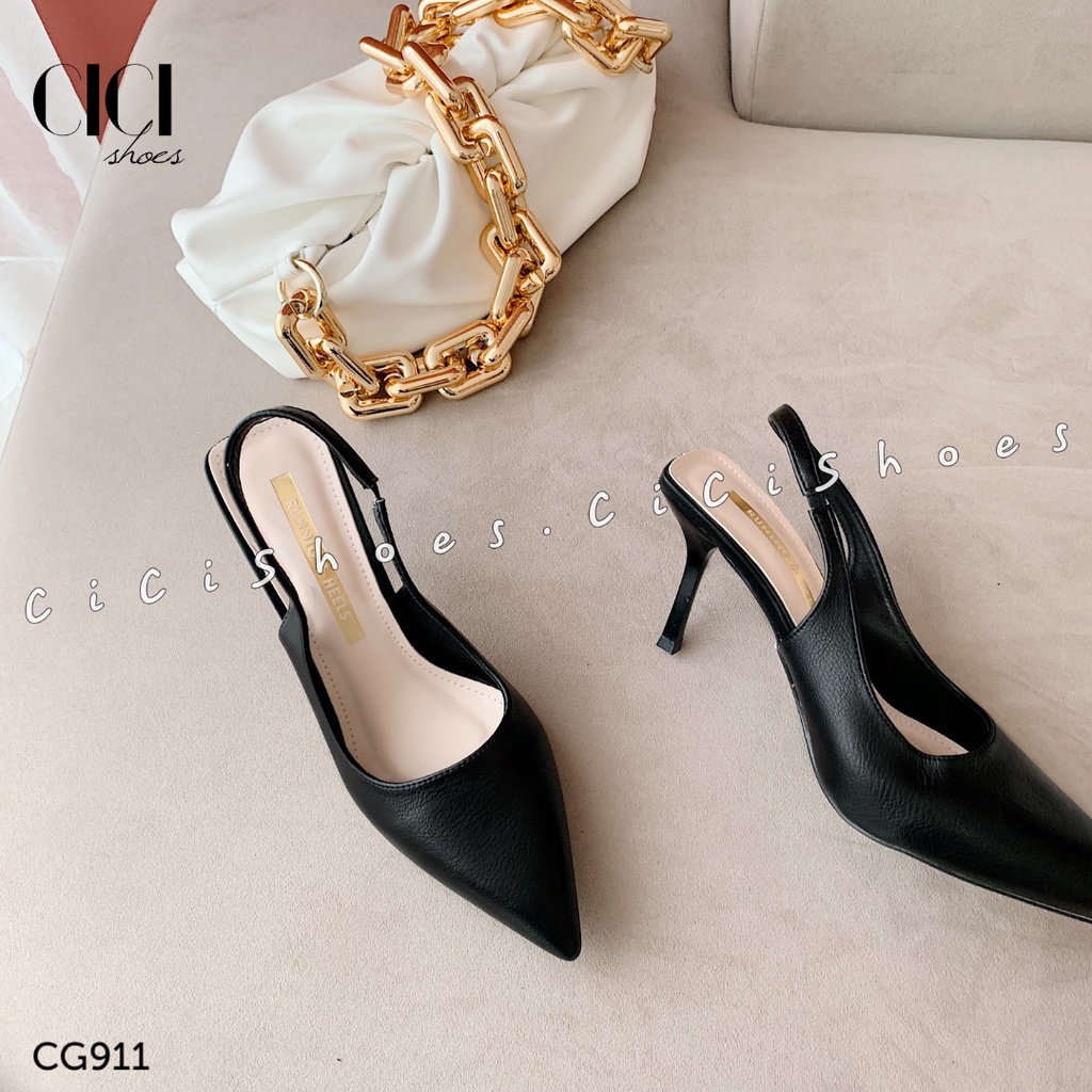 Giày  cao gót CiCi Shoes rẻ lì trơn quai hậu GN 8p - CG911