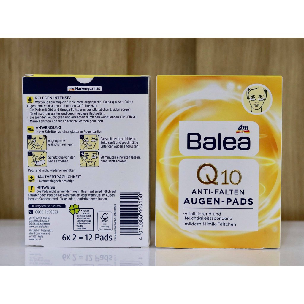 Hàng Chuẩn ĐứcMiếng đắp mắt Balea Q10 Anti falten Augen Pads