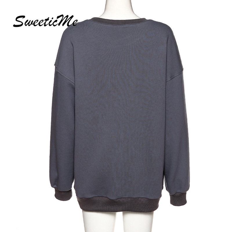Áo Sweater Cổ Tròn Tay Dài Dáng Ôm In Họa Tiết Thời Trang   Cho Bạn Gái