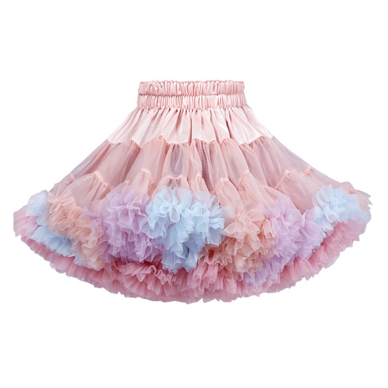 Chân váy xòe tutu nhiều lớp màu sắc cầu vồng xinh xắn cho bé gái