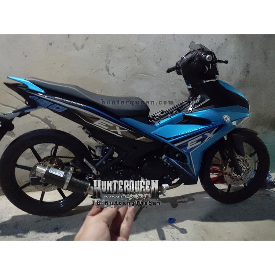 Tem rời Exciter 150. Xe xanh đen. Thay đổi màu sắc và chi tiết theo yêu cầu. Sắc nét, bền màu