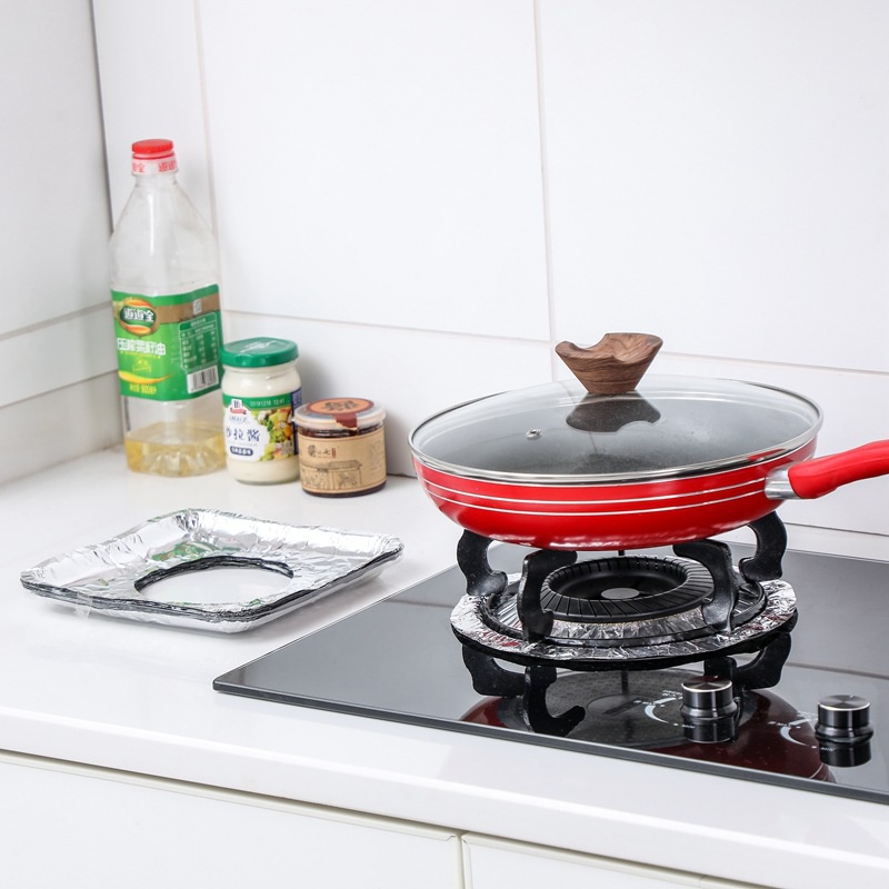 Bộ 10 Miếng Giấy Bạc Lót Bếp Gas Vệ Sinh, Tấm Lót Nhôm Ngăn Dầu Mỡ Bảo Vệ Bếp Ga Chống Rỉ Sắt, Dễ Vệ Sinh - Homewares