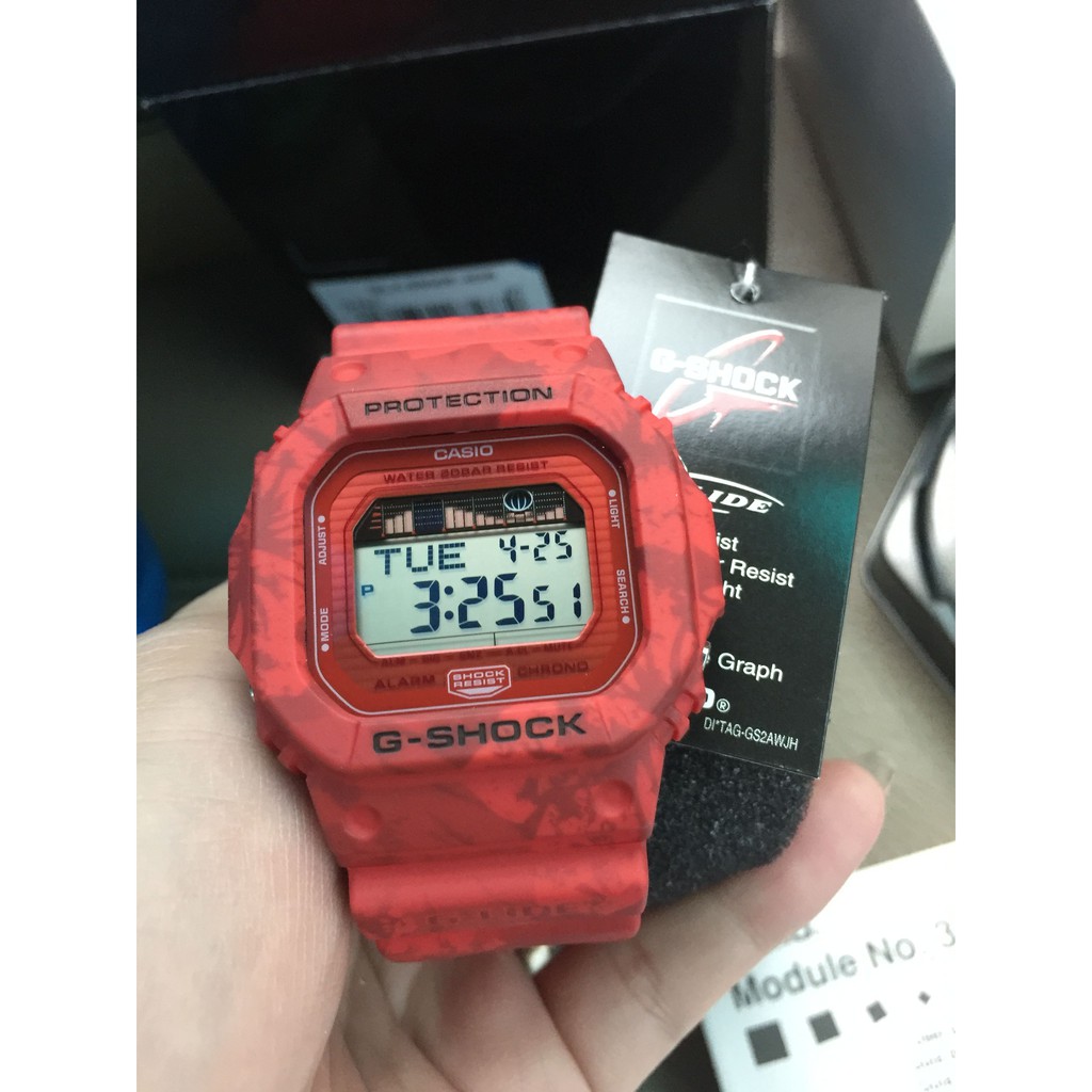 Đồng Hồ Casio Nam G Shock GLX-5600F-4DR Dây Nhựa Màu Đỏ - Mặt Vuông - Đồ Thị Thuỷ Triều