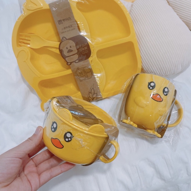 Bộ Khay Cơm Vịt Vàng Kèm Cốc Thìa - Bát Vịt