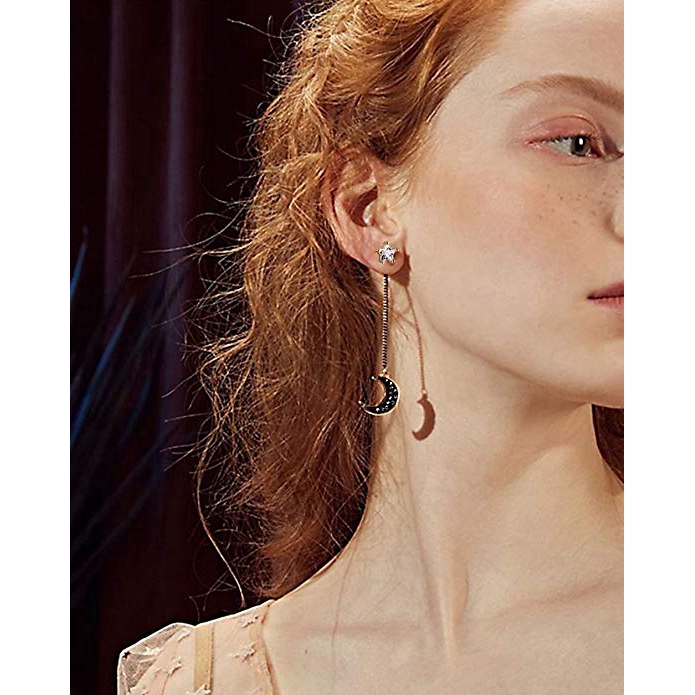 Khuyên tai hình mặt trăng và ngôi sao phong cách Hàn Quốc