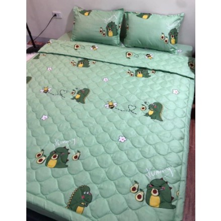 (Tặng 1 móc dán 3D) Set Đủ 5 món ga gối chăn hè trần bông nhiều mẫu mới