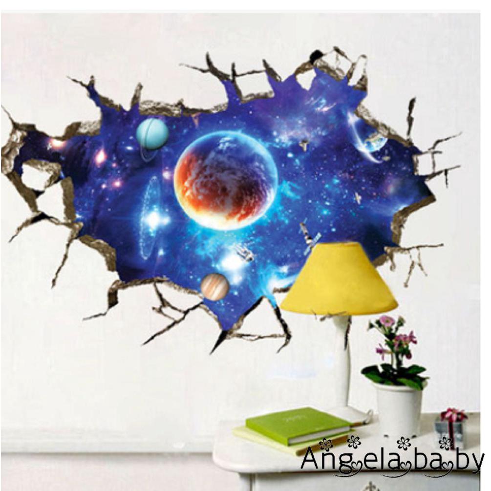 Inl-new 3D Galaxy Out Space Planet Bé Trai Phòng Ngủ Nghệ Thuật Vinyl Dán Tường Decal