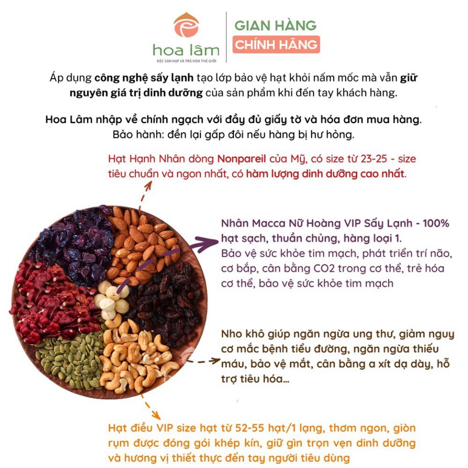 Hạt dinh dưỡng Hoa Lâm Nuts for Essential Nutrition cung cấp dinh dưỡng thiết yếu cho người từ 30-45 tuổi 500g
