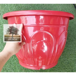 CHẬU TRÒN CAO MÀU ĐỎ NHỰA DÀY BỀN CHẤT LƯỢNG LOẠI 1 - SIZE 50x33