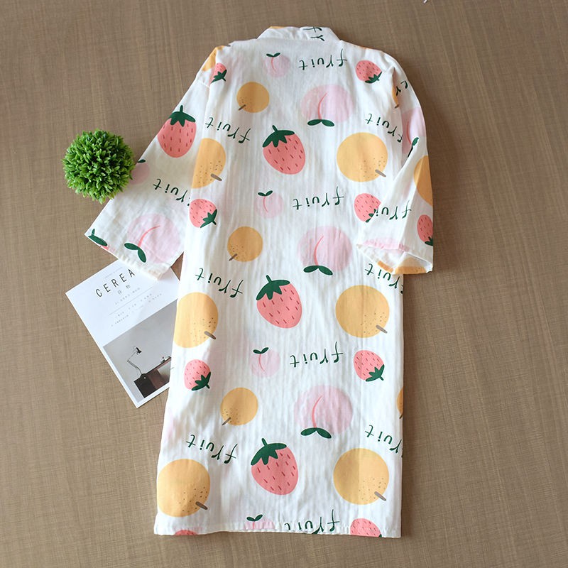 Áo Choàng Tắm Vải Cotton Mỏng Phối Ren Kiểu Kimono Thời Trang Mùa Xuân Cho Cặp Đôi