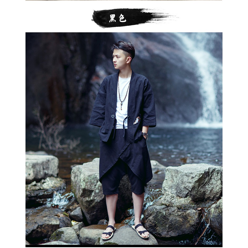 (CÓ SẴN BẢN CAO CẤP) Áo khoác kimono haori happi hạc thêu | BigBuy360 - bigbuy360.vn