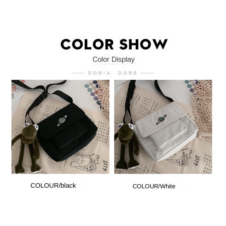 Túi Đeo Vai Vải Canvas Cỡ Lớn Kiểu Harajuku Nhật Bản Cá Tính