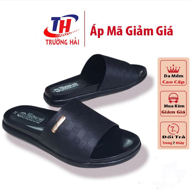 Dép quai ngang nữ thời trang Trường Hải màu Kem đế Pu nhẹ cao 2,5cm N146
