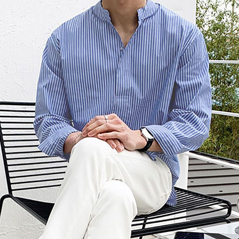 Áo Sơ Mi Tay Dài Dáng Rộng Kẻ Sọc Cá Tính Cho Nam | BigBuy360 - bigbuy360.vn