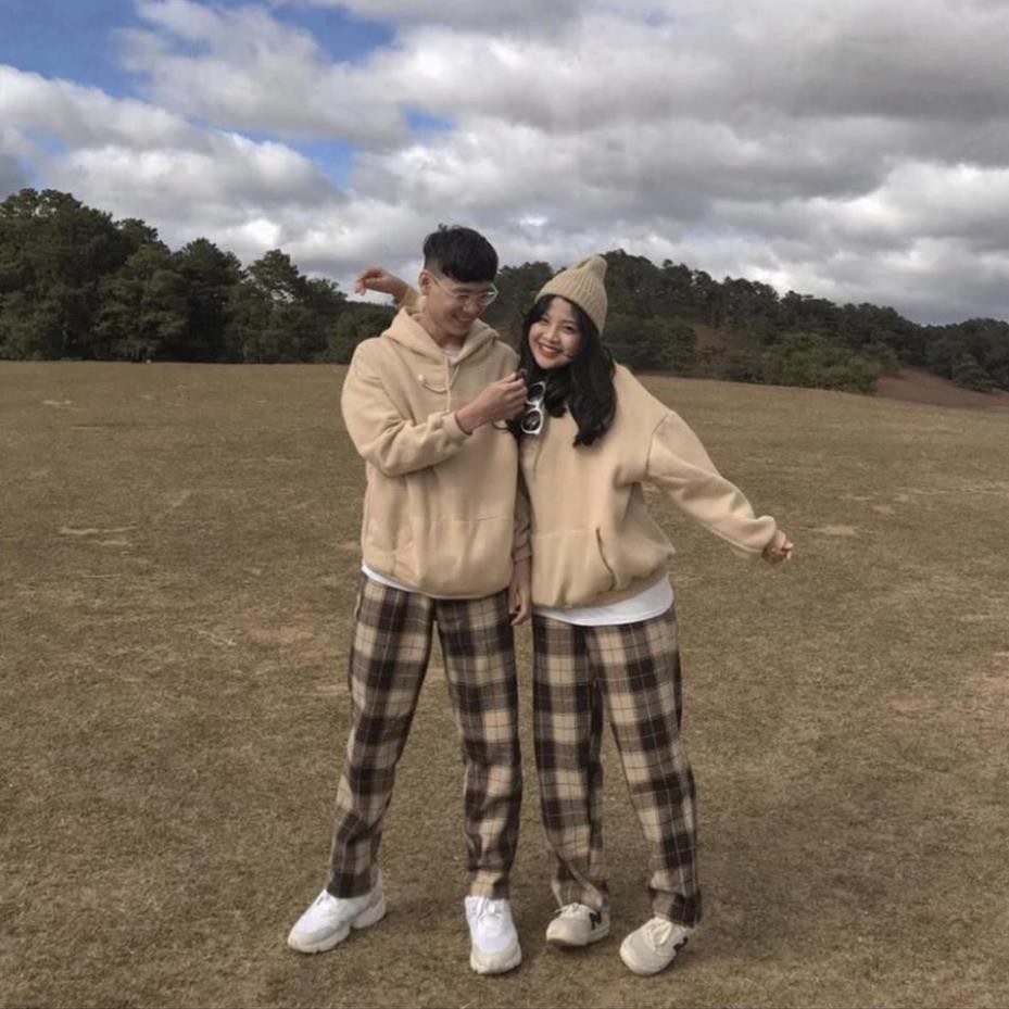 Quần CARO ỐNG SUÔNG NÂU - XÁM ĐEN - ĐEN Nam Nữ Unisex