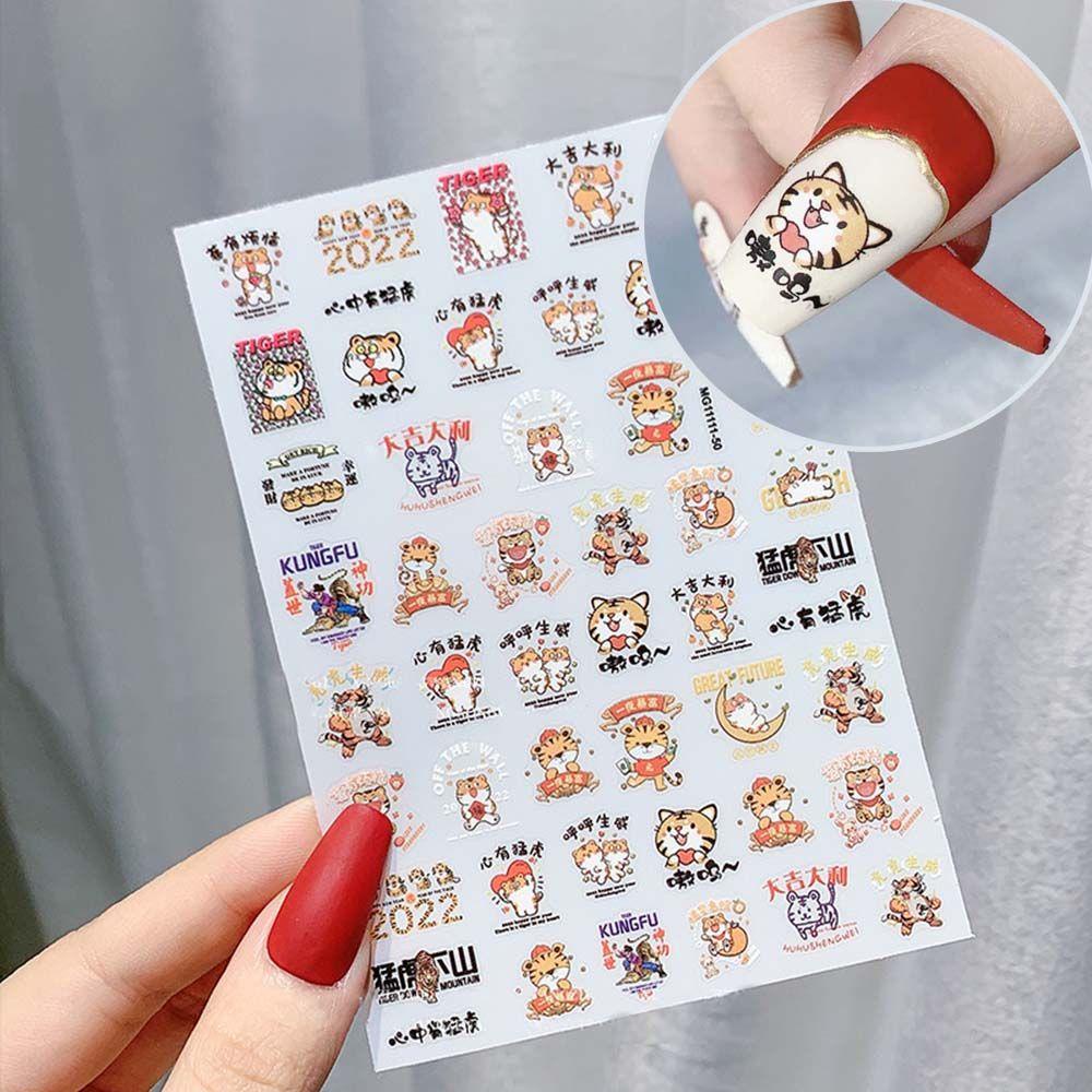 Miếng Dán Trang Trí Móng Tay Mừng Năm Mới 2022 Phong Cách Trung Hoa