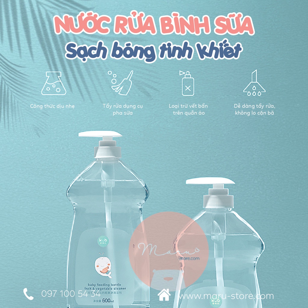[FreeShip] Nước rửa bình sữa chuyên dụng gốc tự nhiên | Bình 600ml | KUB