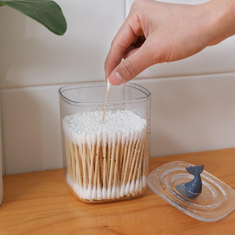 Hộp nhựa Acrylic màu trong suốt chuyên đựng tăm bông | BigBuy360 - bigbuy360.vn