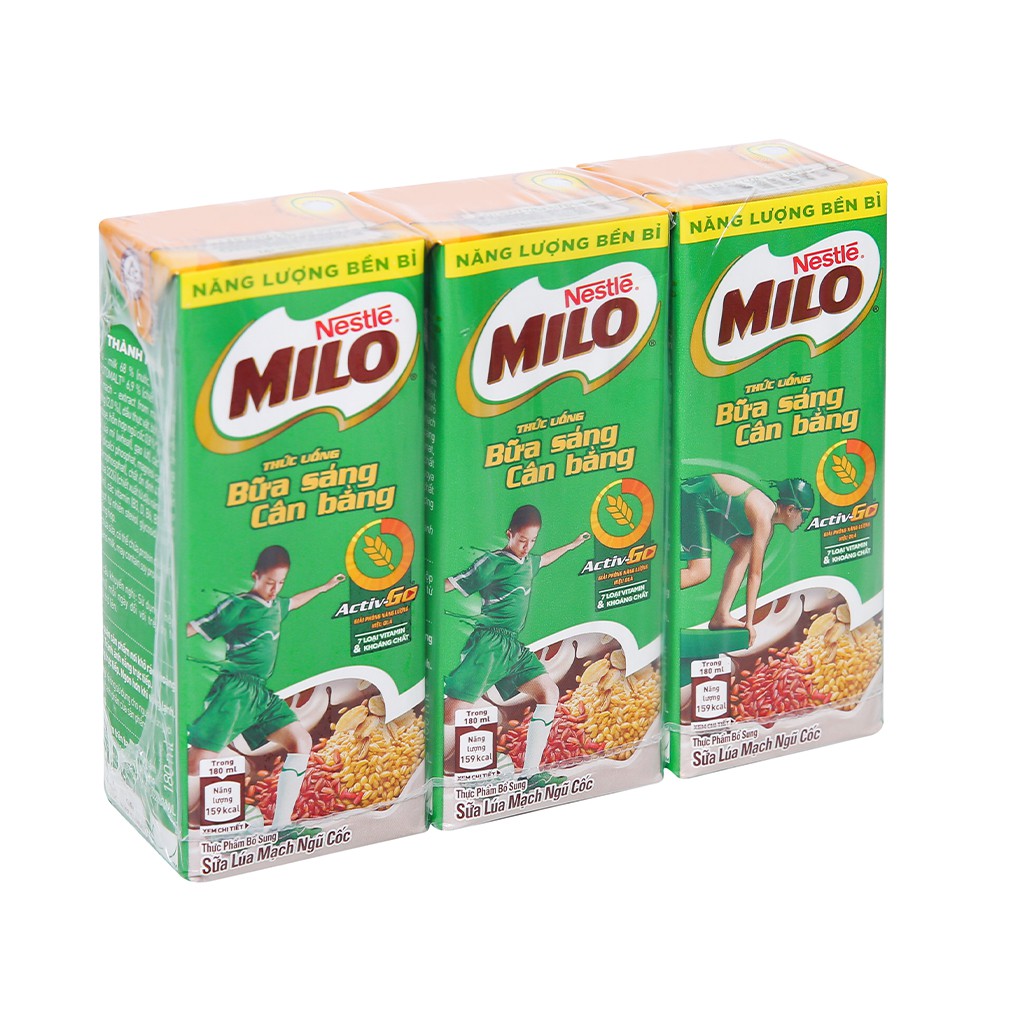Thùng 18 hộp thức uống ngũ cốc Milo Bữa sáng cân bằng 180ml