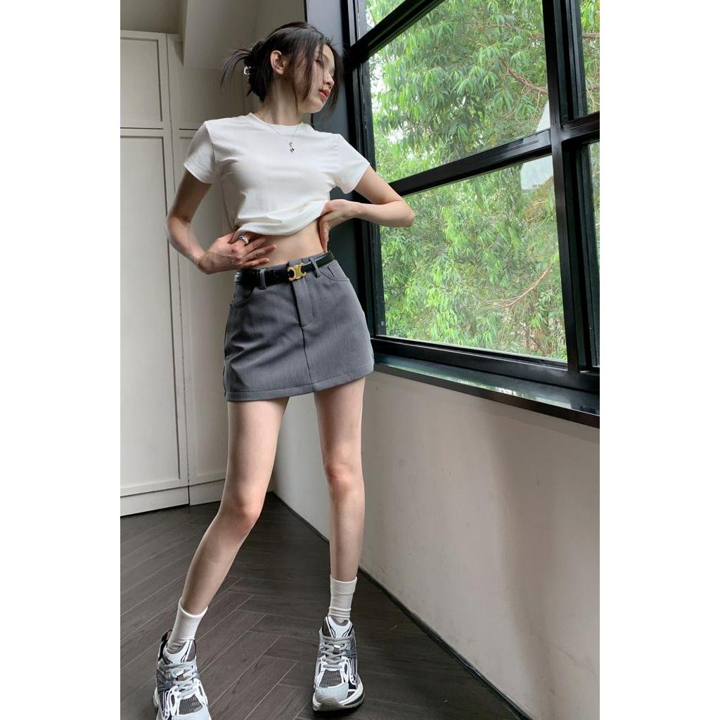 Chân Váy Chữ a Lưng Cao Màu Xám 65239