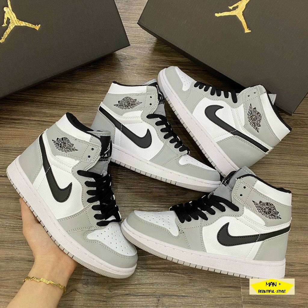 Giày thể thao Air Jordan 1 Mid Light Smoke Grey cổ cao siêu hot dành cho nam và nữ (FULLBOX)
