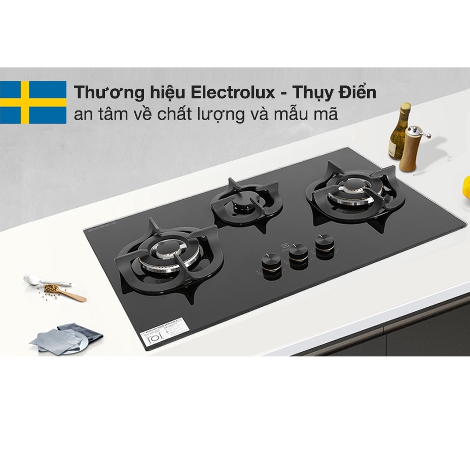 Bếp ga âm Electrolux EHG8321BC 3 lò-Chính hãng trưng bày đẹp 98-99%+Tặng dây gas-bếp tốt tiết kiệm gas