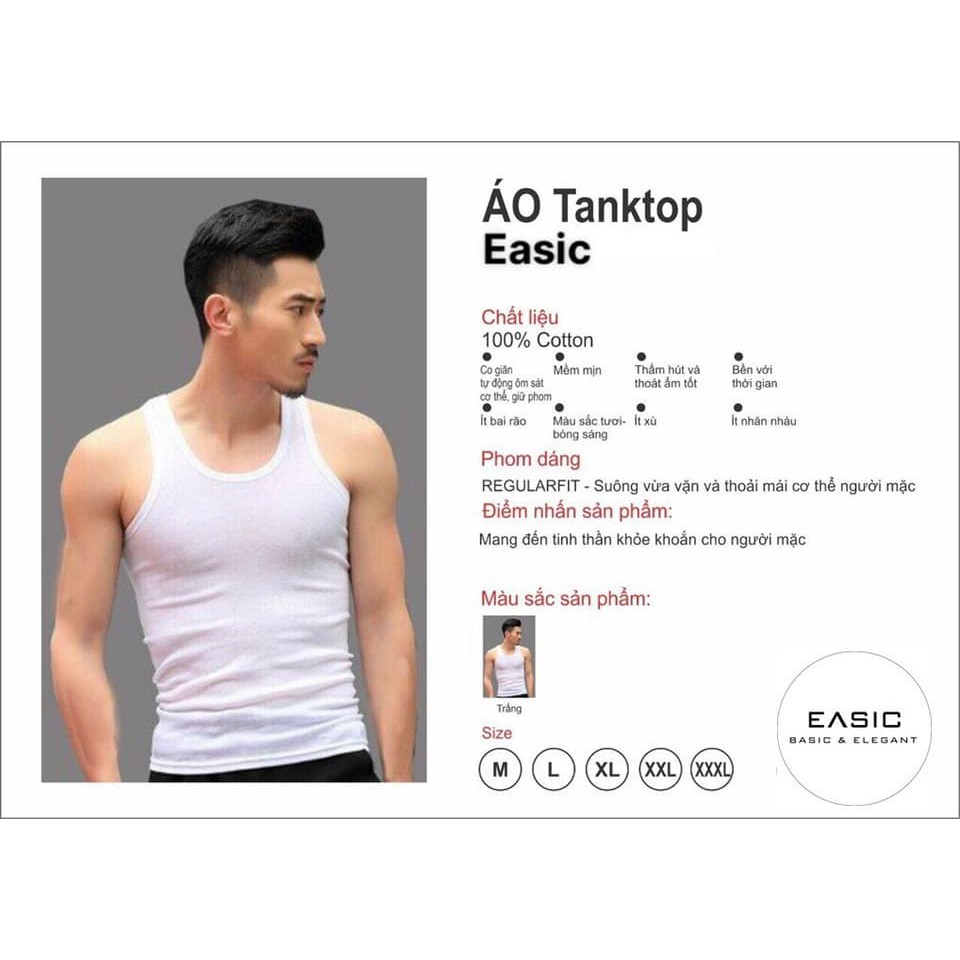 ÁO LÓT BA LỖ NAM - TANKTOP EASIC mềm mại, thoáng khí, thấm hút mổ hôi; phong cách năng động và khỏe khoắn