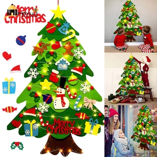 Cây thông Noel bằng nỉ kèm phụ kiện trang trí và dây đèn LED