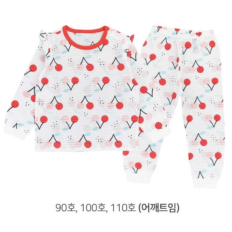 Bộ Dài Tay Cao Cấp Bé Gái Nội Địa Hàn Quốc Của Hãng Corrdii, Chất Cotton Giấy Organic, Mẫu Cherry