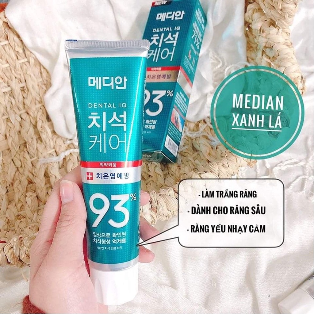 Kem đánh răng Hàn Quốc trắng răng MEDIAN DENTAL IQ 93% 120g sáng bóng NPP Ko Mart