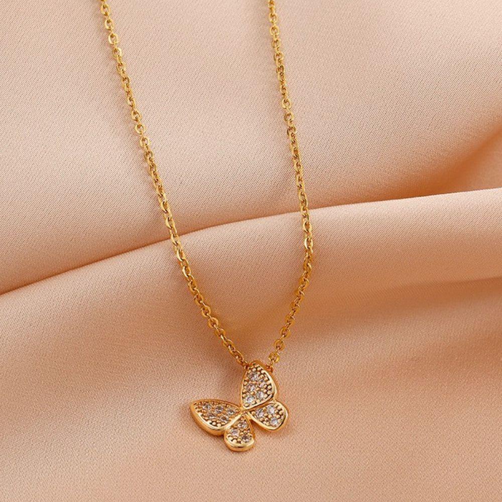 Bộ Trang SứC HìNh BướM ĐíNh Đá Sang TrọNg|Vòng cổ Phong Cách Hàn Quốc Xinh Xắn Cho Nữ